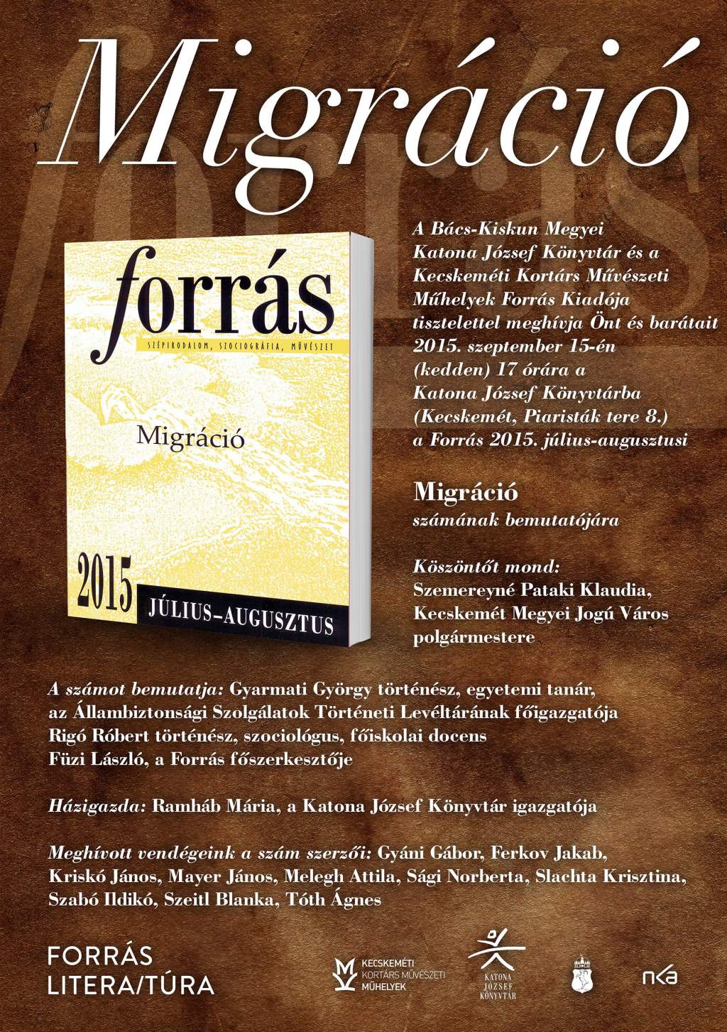 MIGRÁCIÓ - A Forrás 2015/7-8. számának lapbemutatója