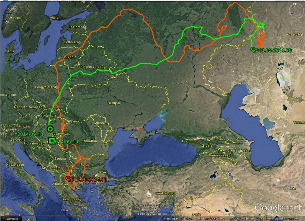Több mint 11 ezer kilométert repült egy év alatt, és eközben Magyarországot is érintette "Viktorija", a jeladós macedón parlagi sas